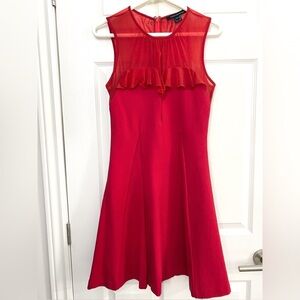 NWOT - French Connection Red Dress with Sheer Top